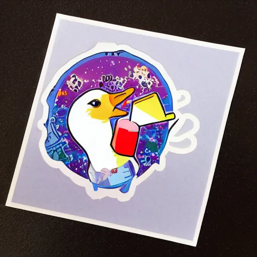 Prompt: cute anime goose sticker, diecut