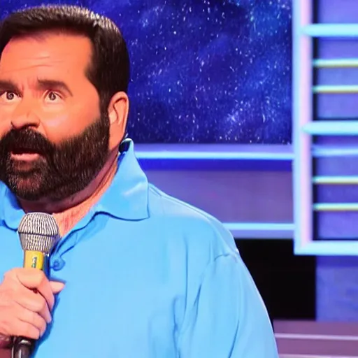 Prompt: Billy Mays hosting Jeopardy