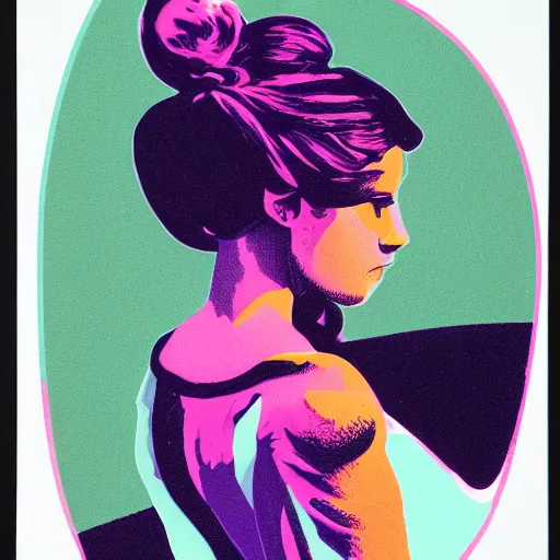 Image similar to a risograph of a beautiful woman