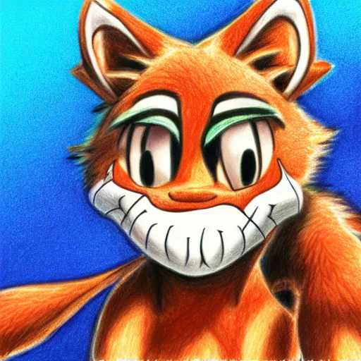 Image similar to colored Pencil drawing of cartoon furry character, highly detailed