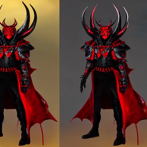 Prompt: concept art of donald trump as satan, red and black, evil armor, 4k, unreal engine highly detailed dramatic