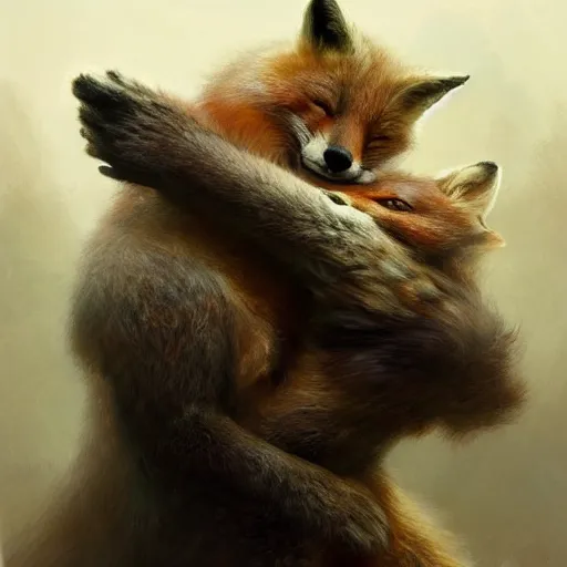 Prompt: A fox hugging the world, dark, intricate, highly detailed, smooth, artstation, digital illustration by Ruan Jia and Mandy Jurgens and Artgerm and Wayne Barlowe and Greg Rutkowski and Frank Frazetta