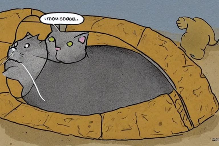 Image similar to a cat in a turtle shell, cartoon