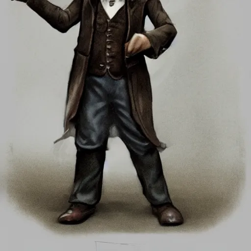 an old halfling wearing a suit and top hat, character | Stable Diffusion