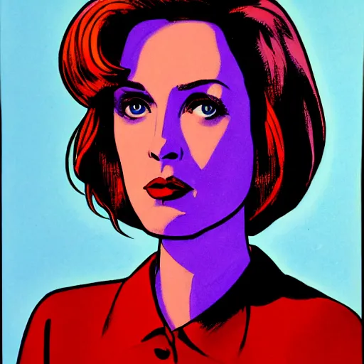 Prompt: a portrait of dana scully by Jack Kirby