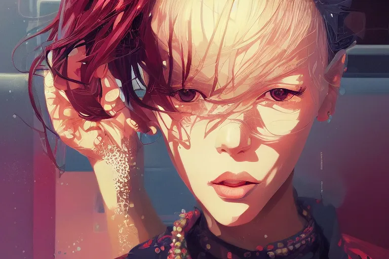 Prompt: portrait of a gangster girl, cute face, intricate, highly detailed, digital painting, official media, concept art, rich vivid colors, ambient lighting, sharp focus, illustration, art by wlop and ilya kuvshinov and makoto shinkai