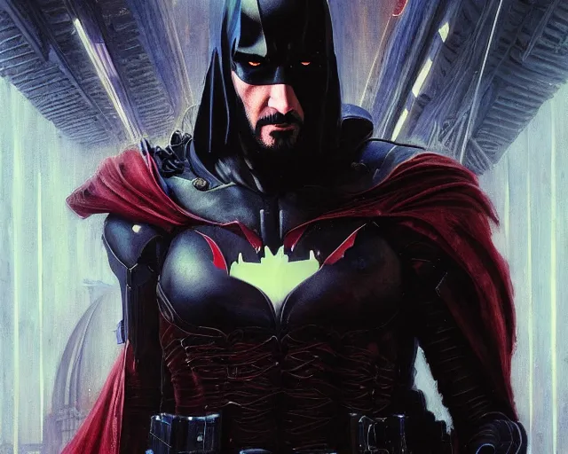 Image similar to highly detailed portrait of keanu reeves as azrael, in batman : arkham knight, stephen bliss, unreal engine, fantasy art by greg rutkowski, loish, rhads, ferdinand knab, makoto shinkai and lois van baarle, ilya kuvshinov, rossdraws, tom bagshaw, global illumination, radiant light, detailed and intricate environment