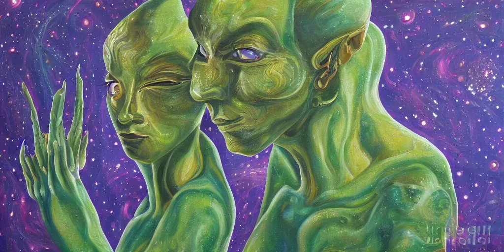 Image similar to detailed painting of beings from another planet