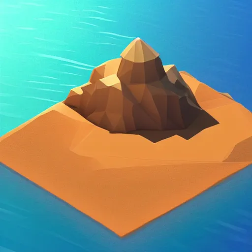 Prompt: isometric low - poly art of a sandy beach, soft lighting