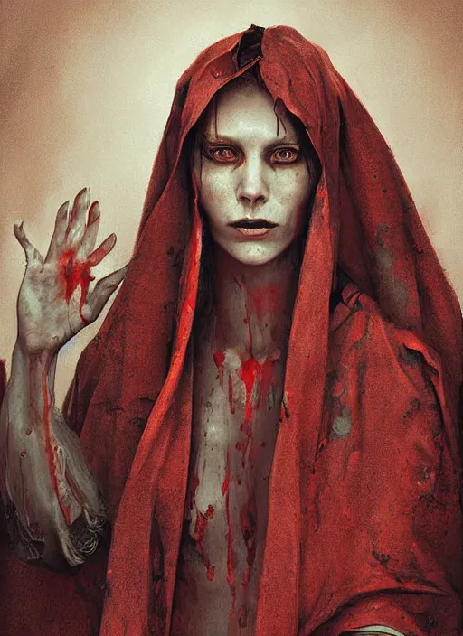 Image similar to digital _ painting _ of _ bloody mary _ by _ filipe _ pagliuso _ and _ justin _ gerard _ symmetric _ fantasy _ highly _ detailed _ realistic _ intricate _ port