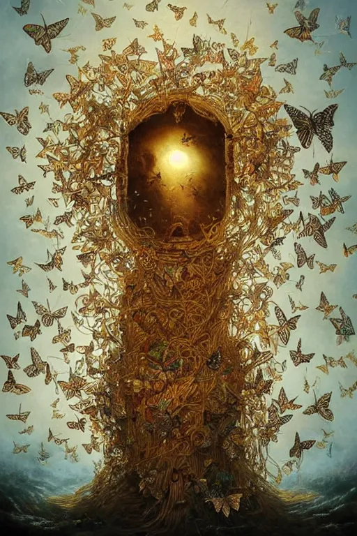 Prompt: breathtaking detailed photograph of a city made of spaghetti, flying pasta strands, the sun shining on pasta butterflies, rembrandt style, elegant, highly detailed, artstation, concept art, matte, sharp focus, art by tom bagshaw, and quentin mabille