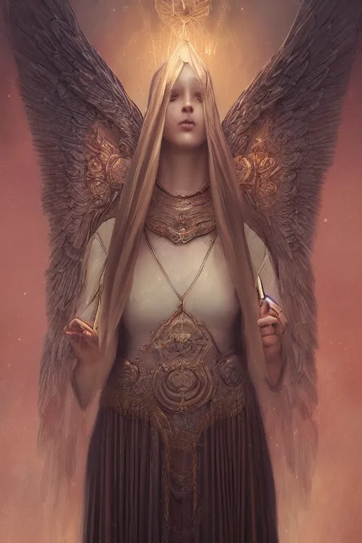 Image similar to A beautiful digital painting of a female Seraphim, princess, intricate, cinematic lighting, highly detailed, digital painting, Artstation, concept art, smooth, sharp focus, illustration, art by Tom Bagshaw, Artgerm and Greg Rutkowski