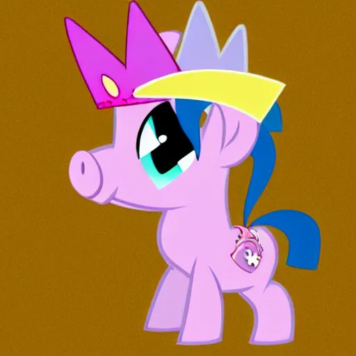 Image similar to pig wearing a crown in the style of my little pony