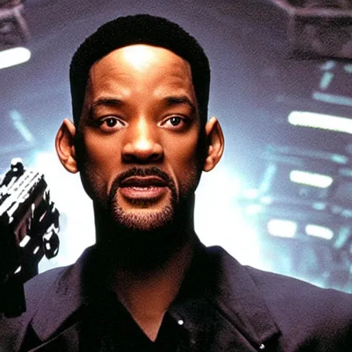 Image similar to A still of Will Smith as Neo from The Matrix. Extremely detailed. Beautiful. 4K. Award winning.