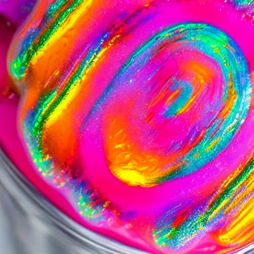 Image similar to extreme close up on an iridescent lollipop 80mm lens