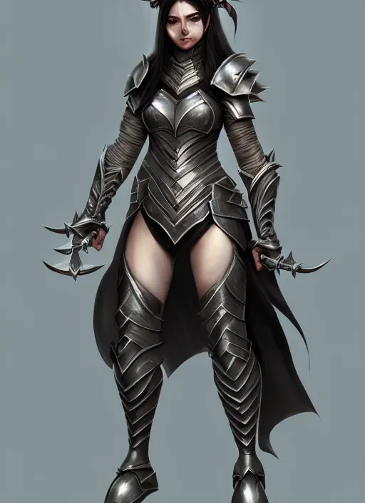 Prompt: full plate armor!!! beautiful and elegant dark hair female orc!! gorgeous ayes!! character concept art, sharp focus, octane render! unreal engine 5! highly rendered!! trending on artstation!! detailed linework!! illustration by artgerm, wlop, and chie yoshii