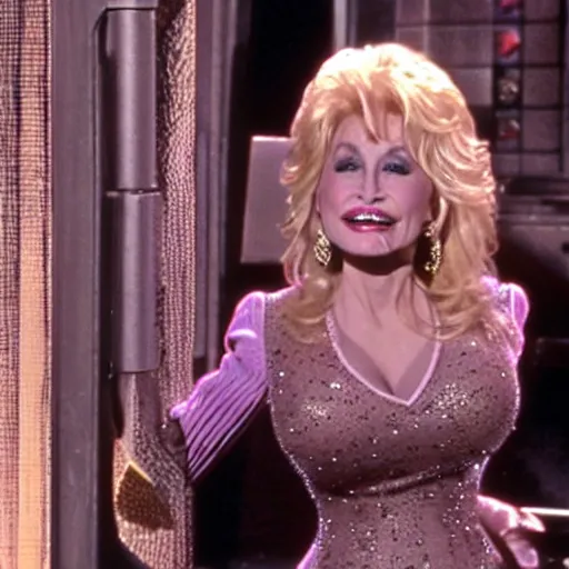 Prompt: Dolly Parton on an episode of Deep Space Nine