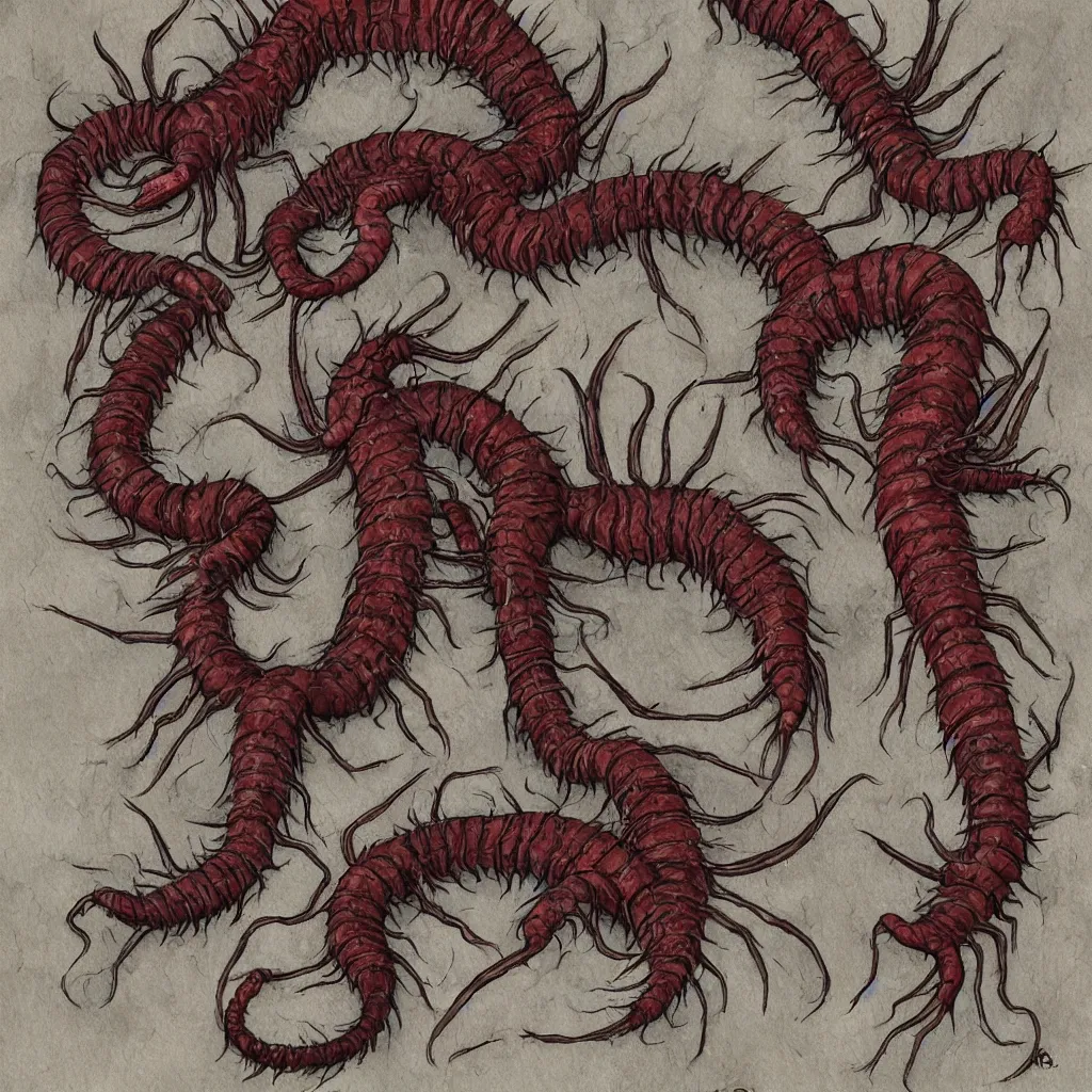 Prompt: necromorph, fangs, centipede