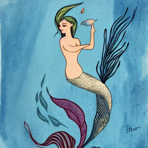 Image similar to beautiful mermaid, in the style of richard harper