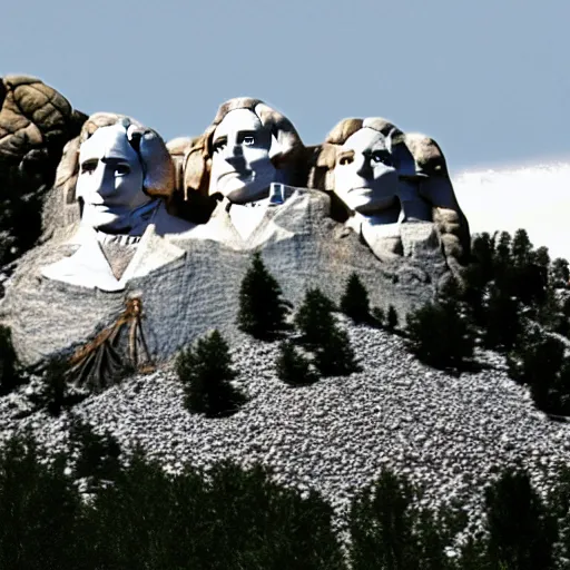 Prompt: photo of mount rushmore with the face of emma stone as washington