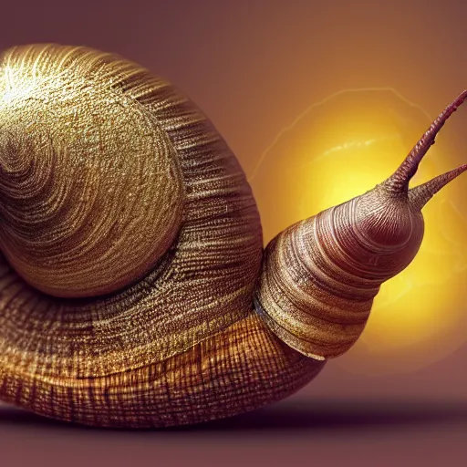 Prompt: a snail with a golden shell wearing dark shades, 4 k, digital art, realistic