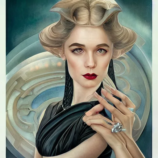 Image similar to an art nouveau, ( streamline moderne ), multi - racial portrait in the style of anna dittmann and donato giancola and charlie bowater. very large, clear, expressive, and intelligent eyes. centered, ultrasharp focus, dramatic lighting, photorealistic digital matte painting, intricate symmetrical ultra detailed background.