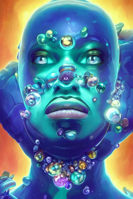 Image similar to maximalist detailed gemstone golem portrait by adoryanti, machine. delusions, holosomnia, electrixbunny, rendered in discodiffusion. decorated with pearls and gems, behance hd by jesper ejsing, by rhads, makoto shinkai, ilya kuvshinov, rossdraws global illumination ray tracing hdr radiating a glowing aura