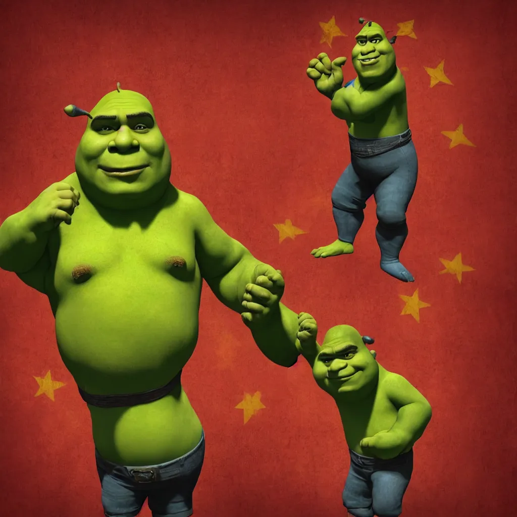 Image similar to one shrek posing as communist dictator, aesthetic, very detailed, 4 k, professional photography