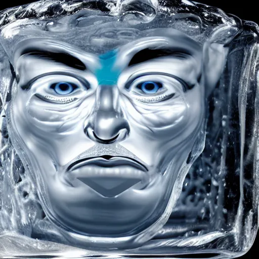 Image similar to ice - t face in a ice cube, 8 k, ultra realistic details