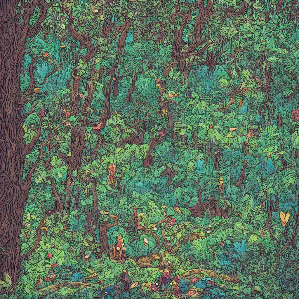 Prompt: Fairy forest by Dan Mumford