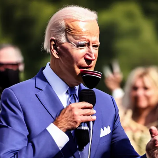 Prompt: Joe biden eating snot