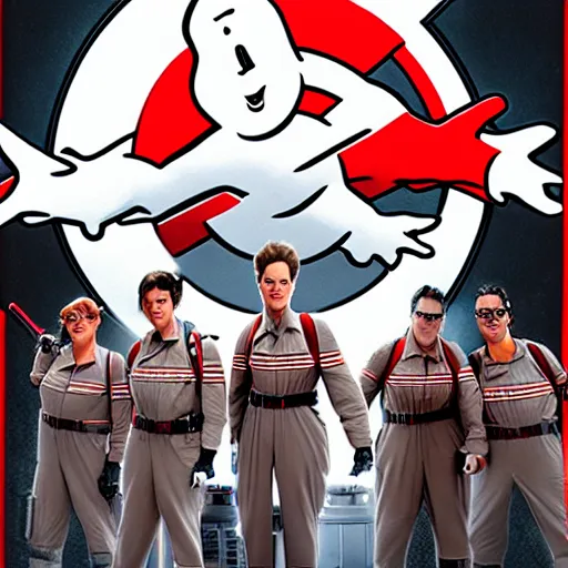 Image similar to ghostbusters vs michellan man, realism, picture, highly detailed