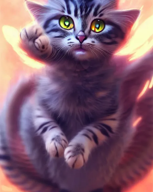 Image similar to young male cat showing off there dragon powers | | cute - fine - face, fluffy, pretty face, wizard, key visual, realistic face, detailed, real life, fine details by stanley artgerm lau, wlop, rossdraws, james jean, andrei riabovitchev, marc simonetti, and sakimichan, trending on artstation