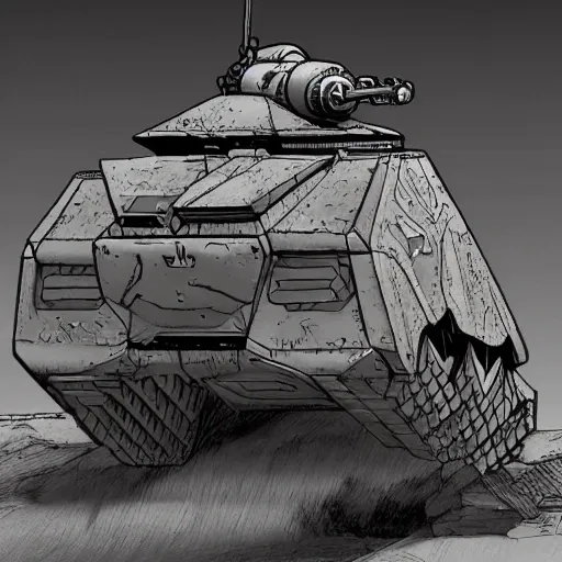 Prompt: humanoid rhino cyborg tank | jean giraud moebius