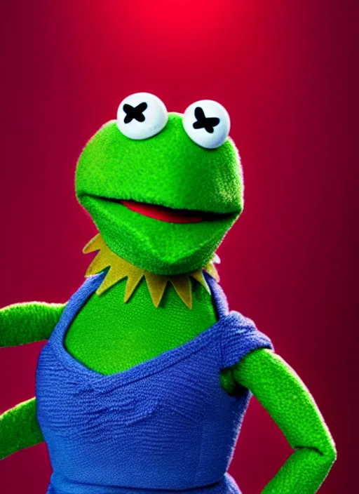 Image similar to studio portrait still of muppet!!!!! vision in avengers infinity war!!!!!! as a muppet muppet as a muppet, 8 k, studio lighting, key light,