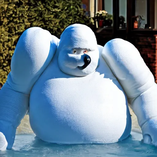 Image similar to the michelin man in a hot tub