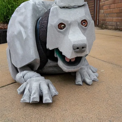 Image similar to hybrid of a cyborg dog and a stone golem.