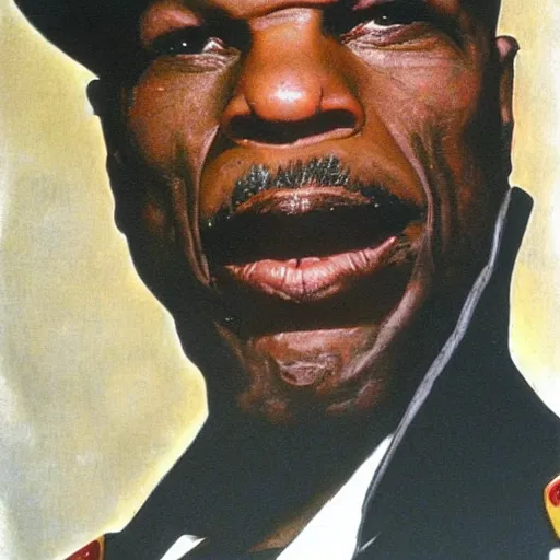 Image similar to avery brooks as commander sisko in the style of norman rockwell
