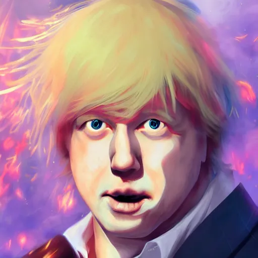 Image similar to portrait of boris johnson the arsonist, anime fantasy illustration by tomoyuki yamasaki, kyoto studio, madhouse, ufotable, comixwave films, trending on artstation