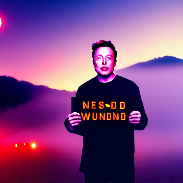 Image similar to elon musk holding sign