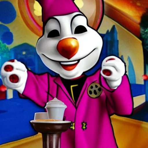 Prompt: Chuck E. Cheese as a priest in a church