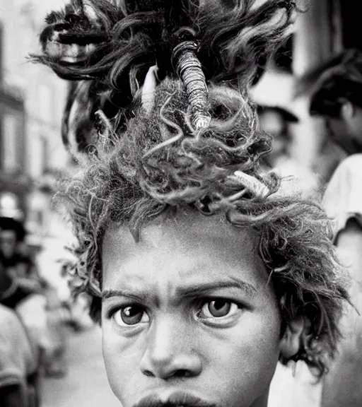 Image similar to Award winning reportage photo of Monegasque Natives with incredible hair and hyper-detailed eyes wearing traditional garb by Garry Winogrand, 85mm ND 5, perfect lighting, gelatin silver process