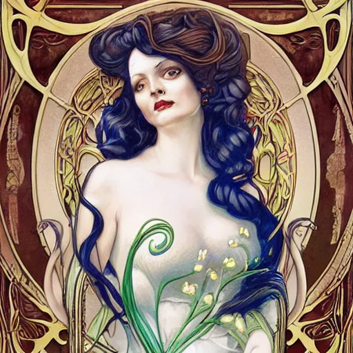 Image similar to an art nouveau portrait in the style of anna dittmann and donato giancola and charles dulac.