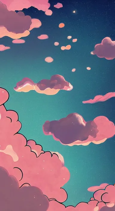 Image similar to pink clouds, under blue clouds, in space, background artwork, digital art, award winning, pixel art