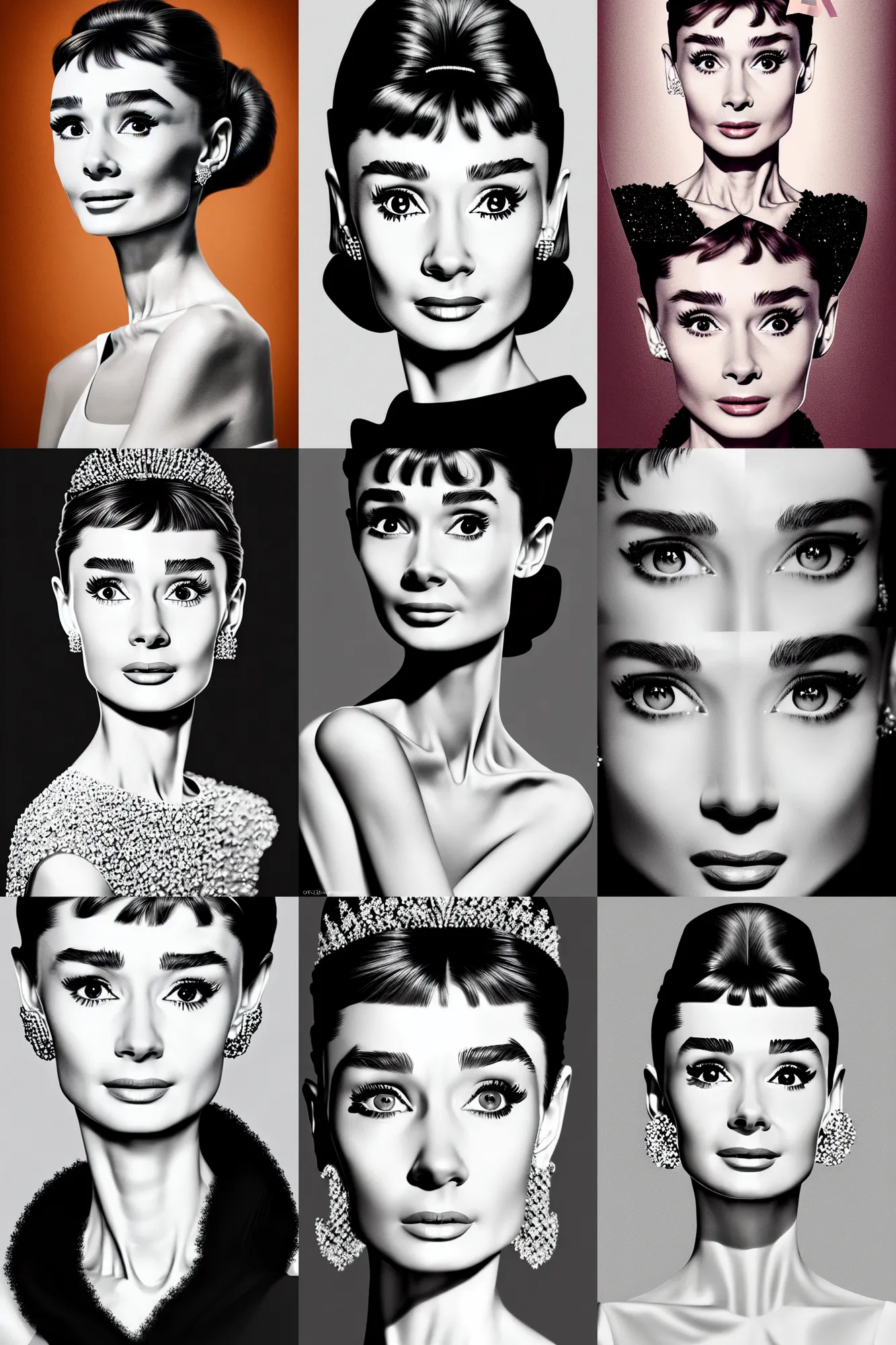 Prompt: clear portrait of audrey hepburn, vogue cover, high fashion, canon 5 d 1 0 0 mm lens f 2. 0, bokeh background, cottagecore, intricate, elegant, highly detailed, digital painting, artstation, concept art, smooth, photograph, by georgy chernyadyev