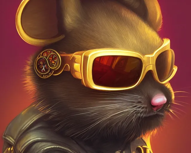 Prompt: a mouse wearing sunglasses and a leather jacket, photography of kurzgesagt, deep focus, d & d, fantasy, intricate, elegant, highly detailed, digital painting, artstation, concept art, matte, sharp focus, illustration, hearthstone, art by artgerm and greg rutkowski and alphonse mucha
