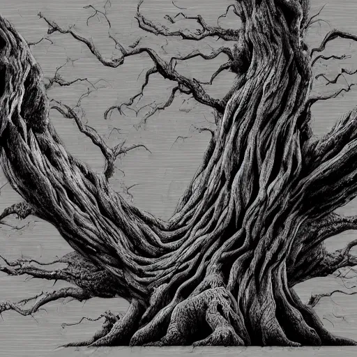 Image similar to an ancient tree, on the house, trending on artstation, hiroaki tsutsumi style