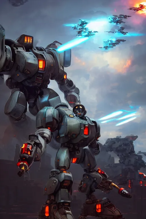 Image similar to mechwarrior 5 : mercenaries mech megaman transformer robot boss tank engine game octane render, 4 k, hd 2 0 2 2 3 d cgi rtx hdr style chrome reflexion glow fanart jesper ejsing, by rhads, makoto shinkai borderlands and by feng zhu rossdraws artstation by digital cinematic pixar and disney unreal zbrush central hardmesh