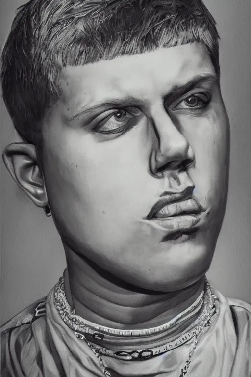 Image similar to portrait of yung lean renaissance style, hyper detailed face, trending on artstatio, beautiful