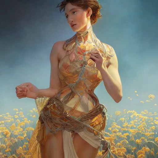 Image similar to clear portrait of namekeyword holding a objectkeyword, golden hour background, cottagecore!!, hyper detailed, character concept, full body, dynamic pose, intricate, elegant, highly detailed, digital painting, artstation, concept art, smooth, sharp focus, illustration, art by artgerm and greg rutkowski and alphonse mucha